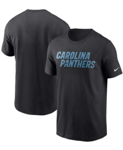 Nike Men's Black Carolina Panthers Primetime Wordmark Essential T-shirt In Black