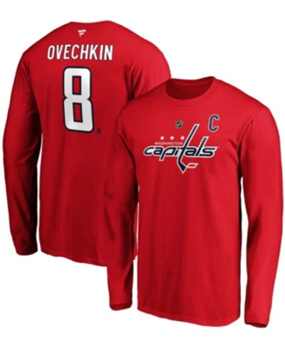 Shop Fanatics Men's Alexander Ovechkin Red Washington Capitals Authentic Stack Name And Number Long Sleeve T-shirt