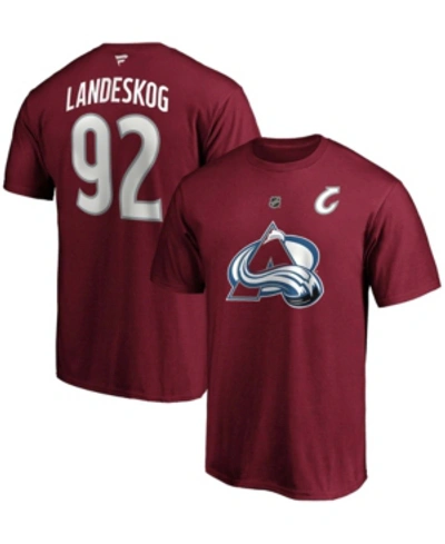Fanatics Men's Gabriel Landeskog Burgundy Colorado Avalanche Authentic Stack Name And Number T-shirt In Burgundy