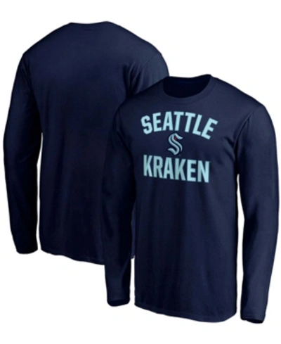 Fanatics Men's Deep Sea Blue Seattle Kraken Big And Tall Victory Arch Long Sleeve T-shirt In Blue
