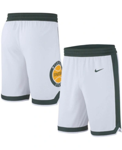 Shop Nike Men's  White Michigan State Spartans Retro Replica Basketball Shorts