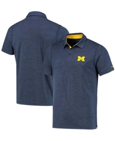 Columbia Men's Navy Michigan Wolverines Tech Trail Space Dye Omni-shade Polo In Navy