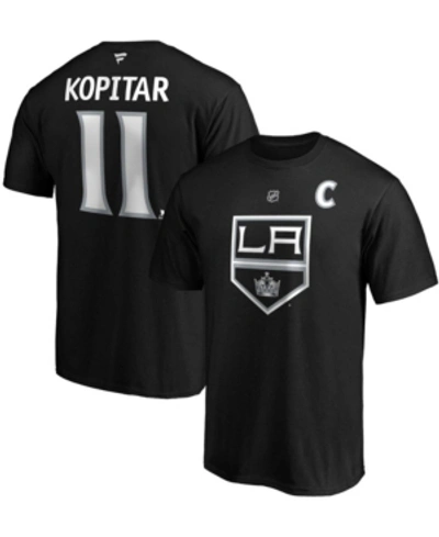 Fanatics Men's Anze Kopitar Black Los Angeles Kings Team Authentic Stack Name And Number T-shirt In Black