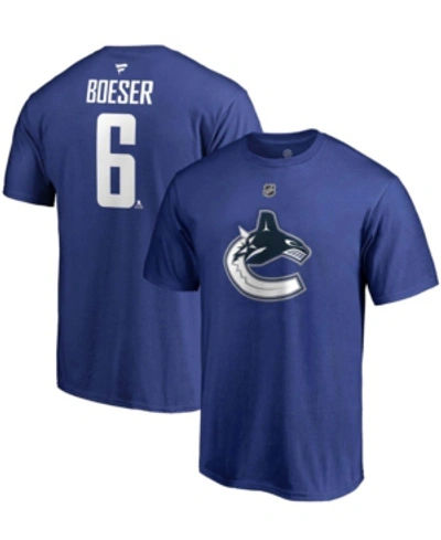 Fanatics Men's Brock Boeser Blue Vancouver Canucks Team Authentic Stack Name And Number T-shirt In Blue
