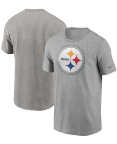 Nike Gray Pittsburgh Steelers Logo Essential T-shirt In Heather Gray