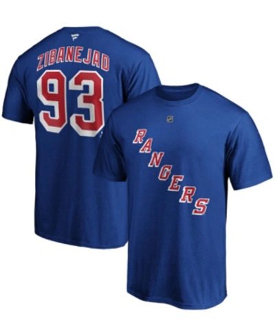 Shop Fanatics Men's Mika Zibanejad Blue New York Rangers Team Authentic Stack Name And Number T-shirt