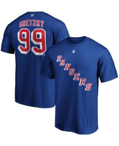 Shop Fanatics Men's Wayne Gretzky Blue New York Rangers Authentic Stack Retired Player Name And Number T-shirt
