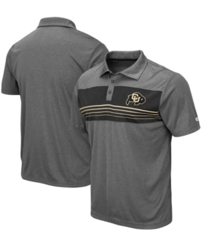 Colosseum Men's Heathered Charcoal Colorado Buffaloes Wordmark Smithers Polo In Heather Charcoal
