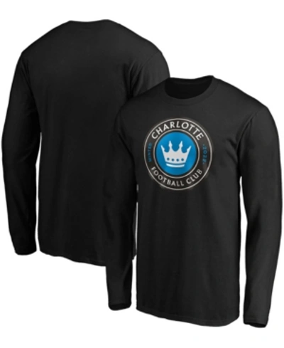Shop Fanatics Men's Black Charlotte Fc Primary Logo Long Sleeve T-shirt