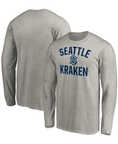 Shop Fanatics Men's Heather Gray Seattle Kraken Victory Arch Long Sleeve T-shirt