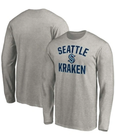 Fanatics Men's Heather Gray Seattle Kraken Victory Arch Long Sleeve T-shirt In Heather Gray