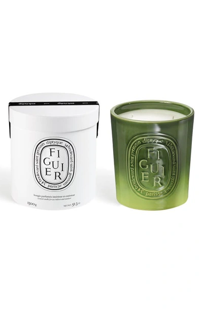 Shop Diptyque Figuier (fig Tree) Scented Indoor & Outdoor Candle, 10.2 oz In Green Vessel