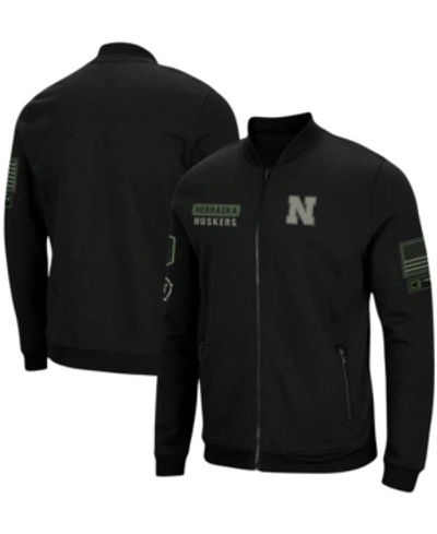Colosseum Men's Black Nebraska Huskers Oht Military-inspired Appreciation High-speed Bomber Full-zip Jacket In Black