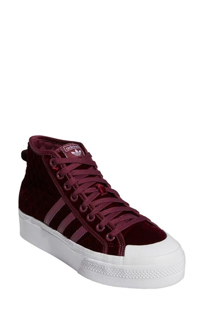 Shop Adidas Originals Nizza Mid Top Platform Sneaker In Colour/ Crimson/ White