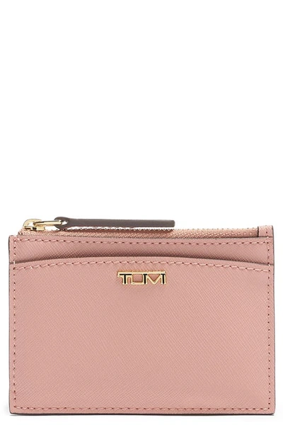 Shop Tumi Belden Leather Zip Card Case In Blush