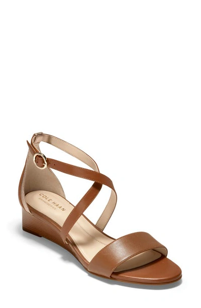 Shop Cole Haan Hollie Wedge Sandal In Pecan Leather