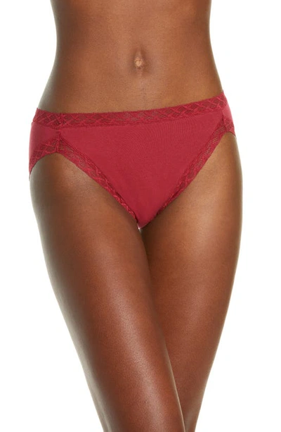 Shop Natori Bliss Cotton French Cut Briefs In Currant