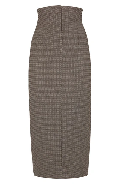 Shop Fendi Micro Check High Waist Wool Pencil Skirt In Operator