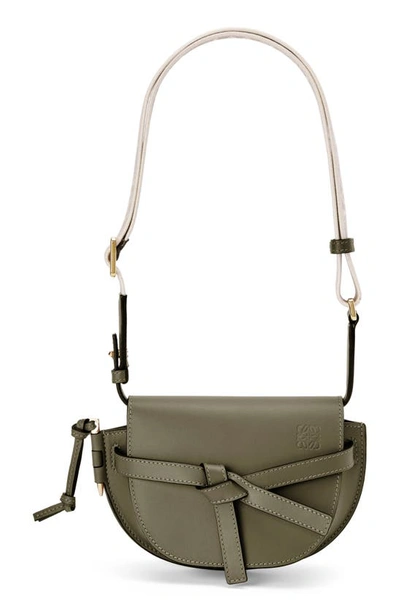 Shop Loewe Mini Gate Leather Convertible Bag In Autumn Green