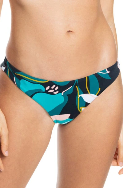 Shop Roxy Beach Classics Cheeky Bikini Bottoms In Anthracite Paradiso S