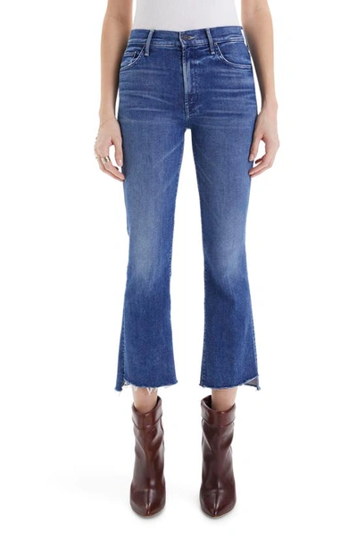 Mother The Insider High Rise Crop Step Fray Bootcut Jeans In Girl Crush In Wish On A Star