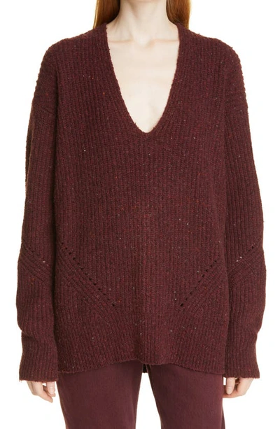 Shop Rag & Bone Donegal Recycled Wool Blend Tunic Sweater In Burgundy