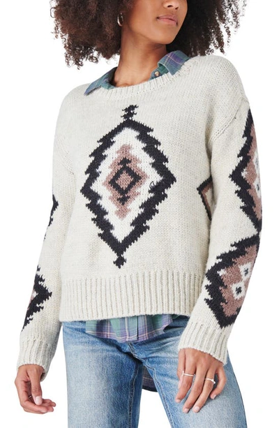 Shop Lucky Brand Crewneck Sweater In Neutral Combo