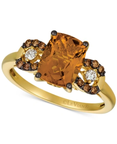 Le Vian Gemstone & Diamond Ring In 14k Rose Gold Or 14k Yellow Gold In Citrine