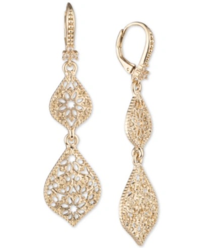 Shop Marchesa Gold-tone Filigree Double Drop Earrings