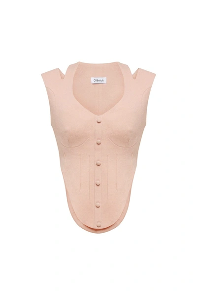 Shop Olenich O-ny21-21 Top With Decorative Cuts In Pale-pink