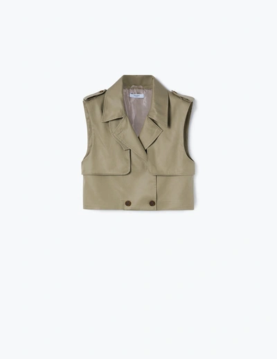 Shop A-line Olive-beige Cropped Trench Vest