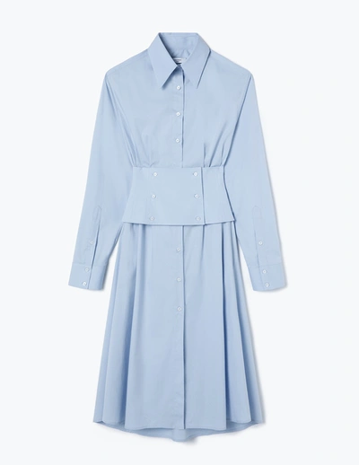Shop A-line Light-blue Sculpting-waist Belt Dress In Sleepy-blue