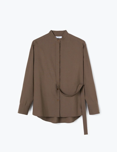 Shop A-line Placket-detailing Shirt In Morning-coffee