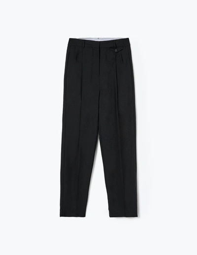 Shop A-line Black Pleat Detail Straigh-leg Trousers