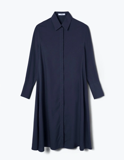Shop A-line Flared Knee-lenght Shirtdress In Evening-blue