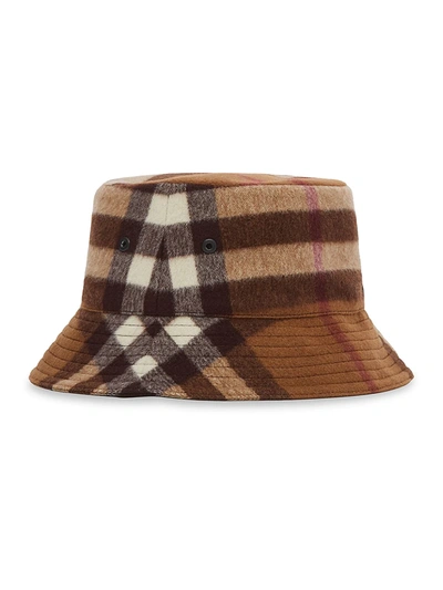 Shop Burberry Men's Amh Wool Bucket Hat In Birch Brown