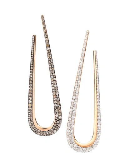 Shop Pomellato Women's Fantina 18k Rose Gold & Diamond Mismatched Earrings