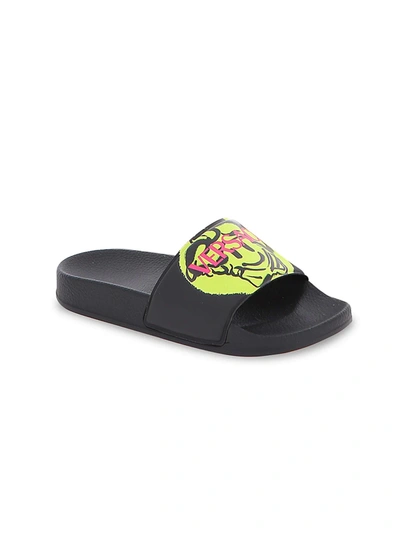Shop Versace Little Kid's & Kid's Smiley Medusa Slide Sandals In Black Yellow