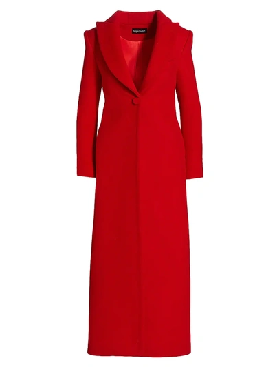 Shop Sergio Hudson Long Wool-blend Coat In Crimson