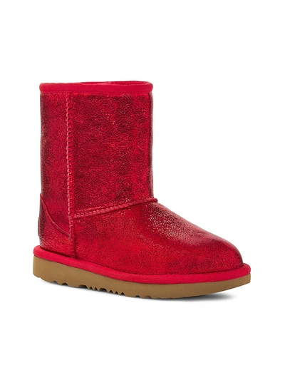 Shop Ugg Little Girl's & Girl's Classic Metallic Leather Boots In Red