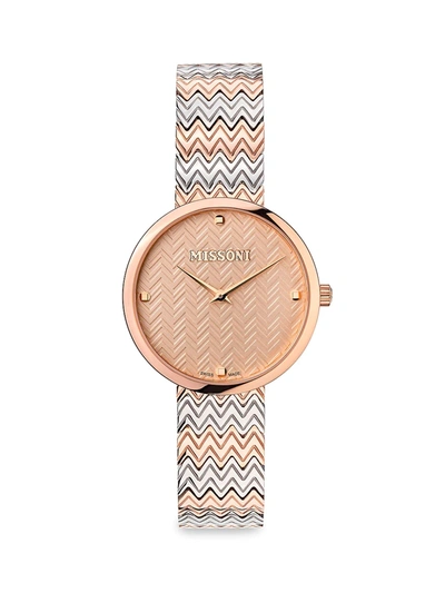 Montre-bracelet Missoni Femme M1 29mm - Cuir Bleu, Acier - Neuf Avec étiquettes