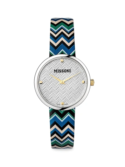 Shop Missoni M1 Stainless Steel Leather Strap Watch