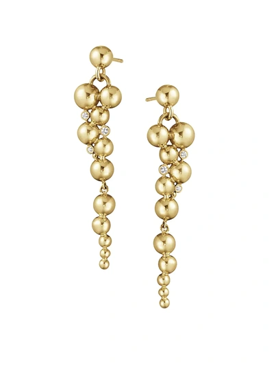 Shop Georg Jensen Women's Moonlight Grapes 18k Gold & Diamond Drop Earrings