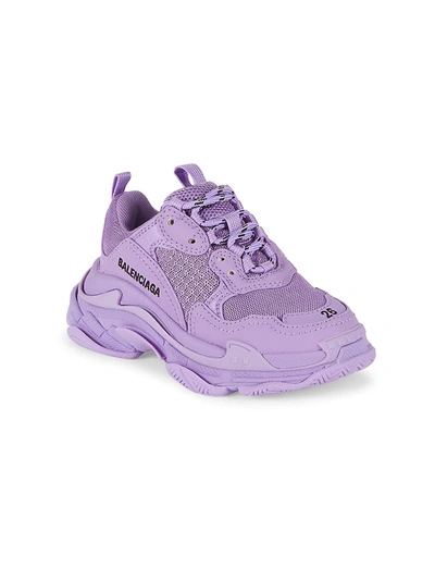 Shop Balenciaga Little Kid's & Kid's Triple S Sneakers In Lilac