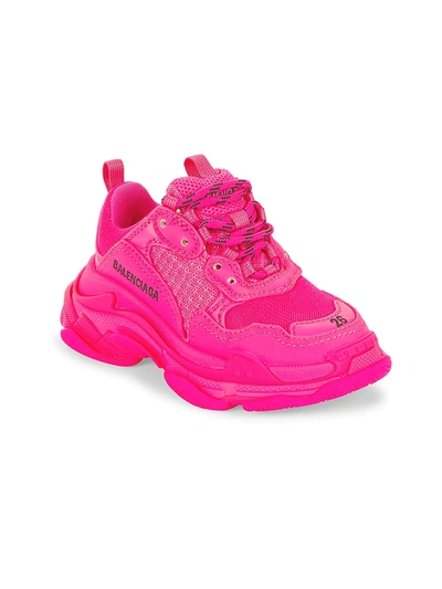 Shop Balenciaga Little Kid's & Kid's Triple S Sneakers In Fluo Pink