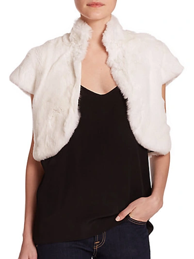 Adrienne Landau Rabbit Fur Bolero In White