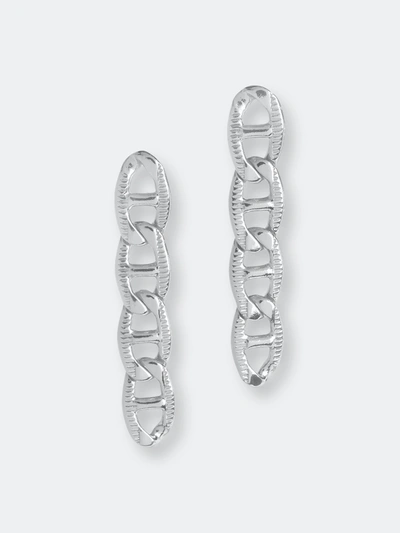 Shop Sterling Forever Anchor Chain Dangle Earrings In Grey