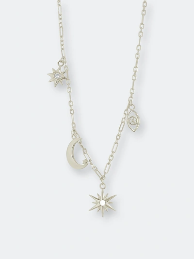 Shop Sterling Forever Sky Charm Necklace In Grey