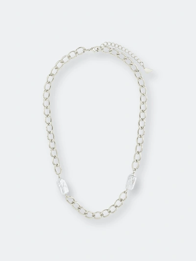 Shop Sterling Forever Pearl Chain Necklace In Grey