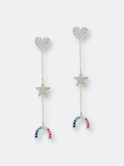 Shop Sterling Forever Fai Dangle Studs In Grey